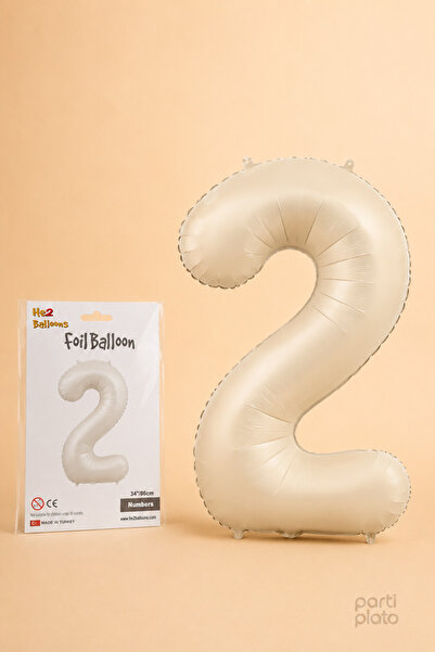 He2 Balloons بالون كريمي فويلو رقم 8 مقاس 86 سم، بالون بلون كريمي متوافق مع ا...