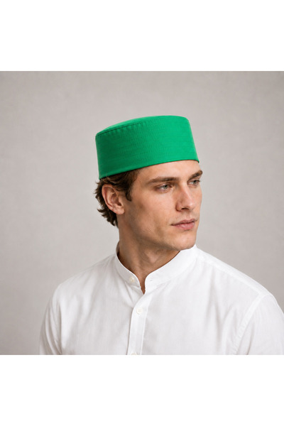 koçaktoptan 100% Cotton Pine Green Stitched Skullcap