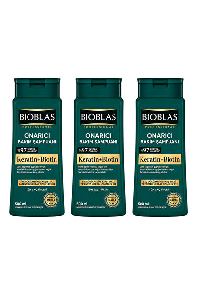 Bioblas KERATİN+BİOTİN ONARICI BAKIM ŞAMPUANI 500ML (3ADET)