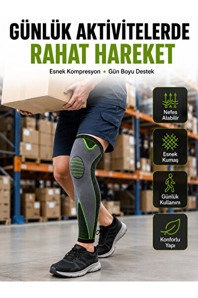FTA TİCARET Breathable Compression Knee Brace Full Length Flexible Knee Prote...