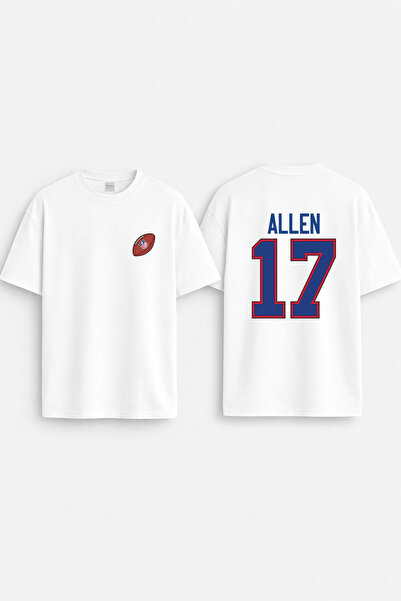 cesita Josh Allen Nfl Printed Cotton White T-Shirt T-Shirt
