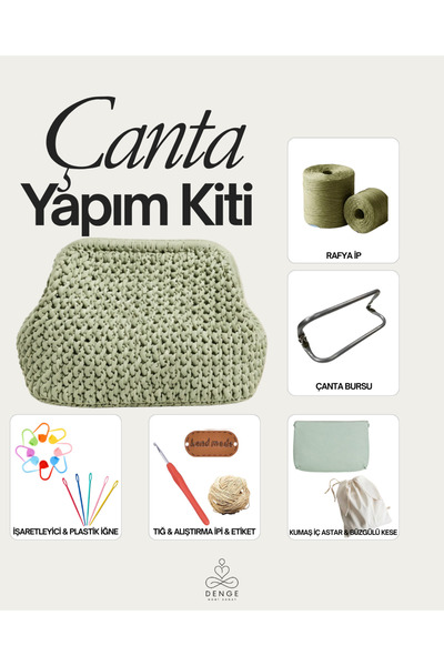 Denge Hobi Sanat Sage Çanta Örgü Kiti, Çanta Yapım Kiti, Burslu Çanta Yapım K...