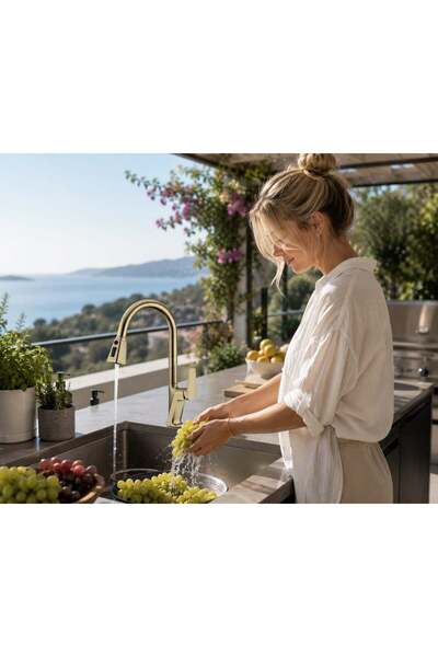 ACAR SU ARMATÜRLERİ Matte Gold Spiral Purification Outlet Sink Faucet Acar 34...