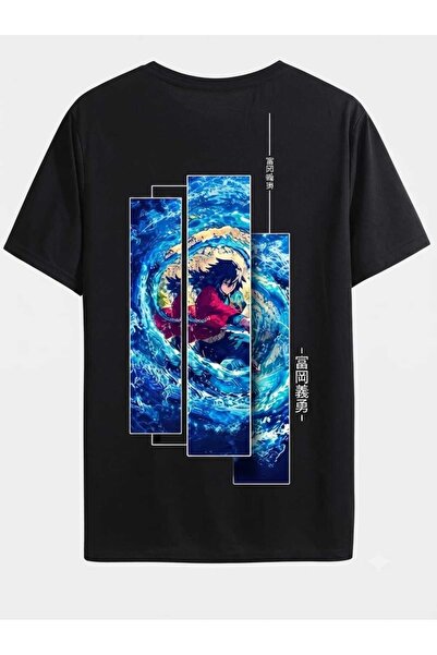 classy moda Μαύρο μπλουζάκι Unisex με στάμπα χαρακτήρων anime σε μεγάλο μέγεθος