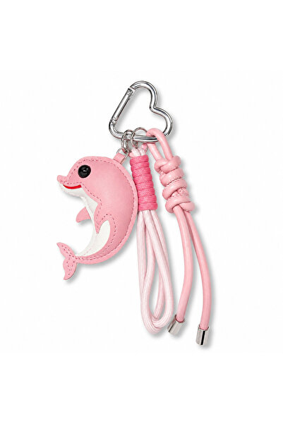 Mooniva Breloc cu delfin roz, accesoriu decorativ cu clemă în formă de inimă,...