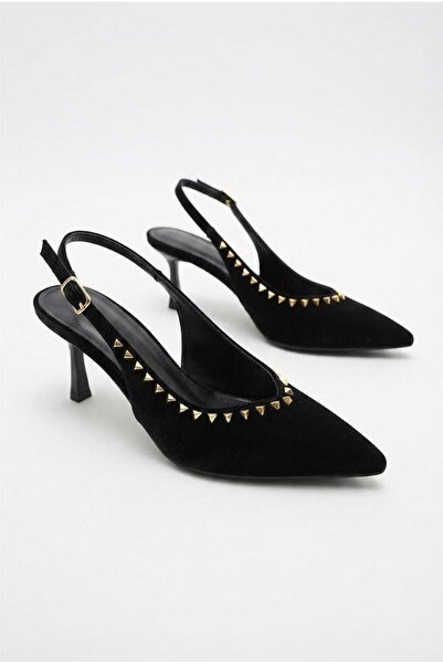fort 129-2741 حذاء نسائي من الساتان بتفاصيل مشبك تروك وارتفاع كعب 7 سم