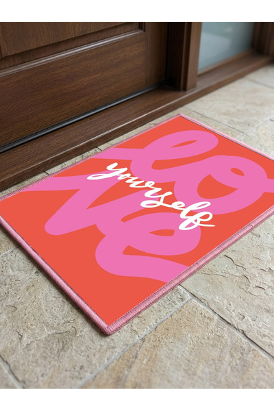 RUGRUMBA Non-Slip Sole Positive Energy Themed Washable Door Front-Bathroom Ma...
