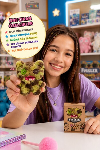 TOYFEST Fuggler Baby Fugg Screech Plush Toy Mini Monster Figure Green Brown 8 cm