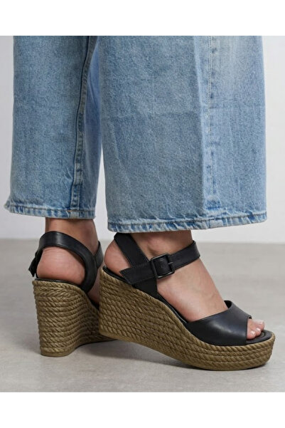 Enes Ayakkabıcılık Women's woven wedge heel ankle-tie lightweight sole heeled...