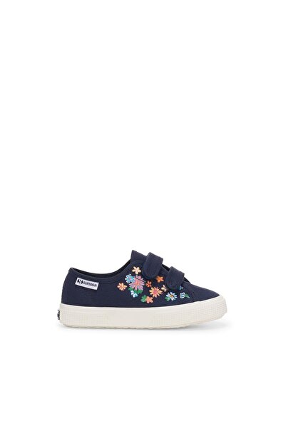 Superga 3750 Kids Straps Flower Print Leggera Kız Çocuk Lacivert Bileksiz Sne...