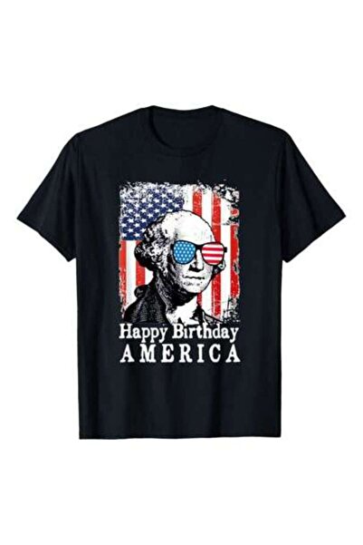 4CR Mens Happy Birthday America Funny 4th Of July George Washington T-Shirt,G...
