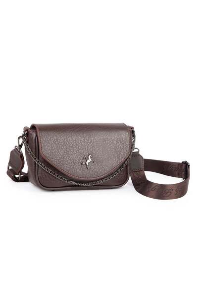 Nas Bag Mini Kapaklı Çapraz Çanta (en 20 cm , boy 12 cm) Kahve Victoria