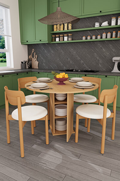 asratrend Modern Dolaplı 4 Kişilik Mutfak Yemek Masası ve Sandalye %100 MDF Y...