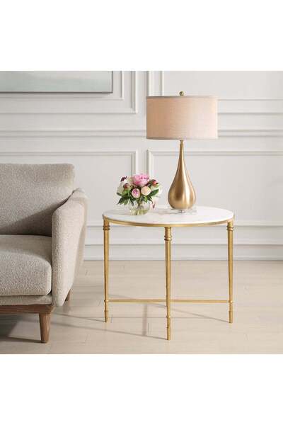 UTTERMOST ROSHN 71 W x 58.5 H x 61 D Gold Oval End Table