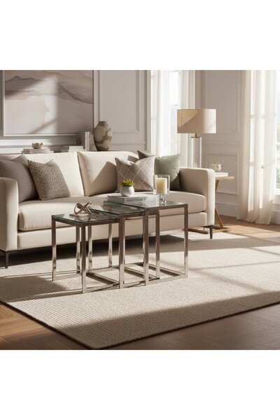 Sagebrook Home s/3 20/22/24" Maxwell Stainless Steel Nesting Tabl