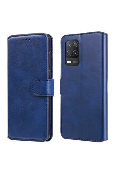 OEM Θήκη Πορτοφόλι με Βάση (με όψη δέρματος) για Realme 8 5G - Μπλε