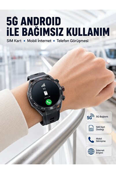 Genel Markalar 5G Android Akıllı Saat AMOLED Ekran SIM Kart Destekli Kameralı