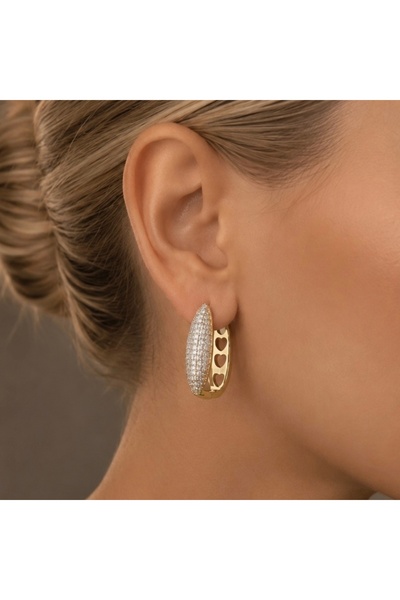 XUPING JEWELRY أقراط ذهبية مرصعة بحجر الزركون - أقراط Xuping بتفاصيل على شكل ...
