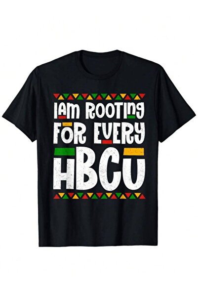 29CUN تي شيرت I Am Rooting For Every HBcu" Unity - 100% قطن، أسود مع أنماط هن...