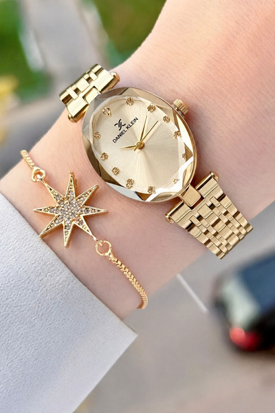 Daniel Klein Kadranı Sarı Kordonu Gold Renk Hediye Paketli 24 Mm Kadın Kol Sa...