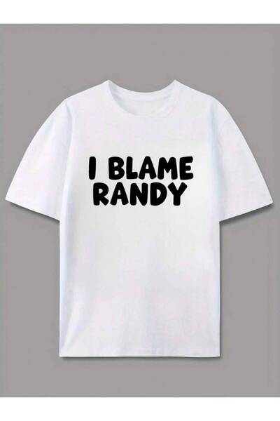 KYMC07 تي شيرت رجالي بتصميم ريترو مطبوع عليه "I Blame Randy" - قميص بياقة مست...