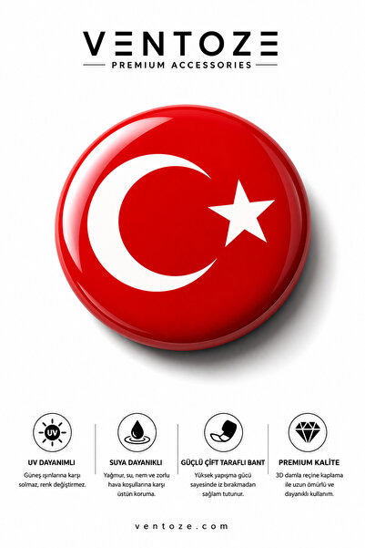 Ventoze Türk Bayrağı Logo Damla Etiket 3cm