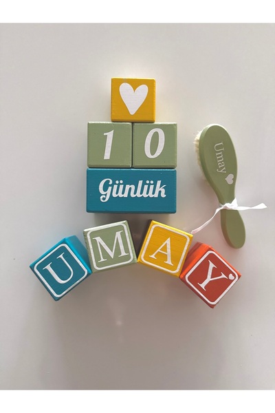 mogokids Renkli Set BEBEK ANI KÜPÜ HARFLİ KÜP VE BEBEK SAÇ FIRÇASI