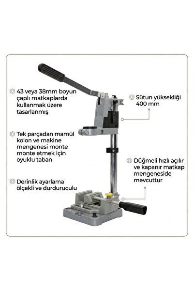 Genel Markalar 40 cm Ayarlanabilir Mengeneli Matkap Tezgahı Sehpası