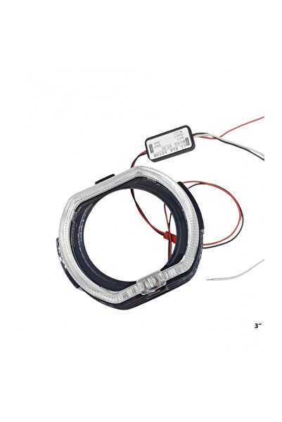 OEM Τετράγωνα λευκά LED φώτα ημέρας στεφάνη angel eye αυτοκινήτου 3″ W17338-1