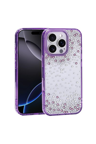 zore iPhone 16 Pro Case Camera Raised Glittery Drop Stone Silicone Omsy