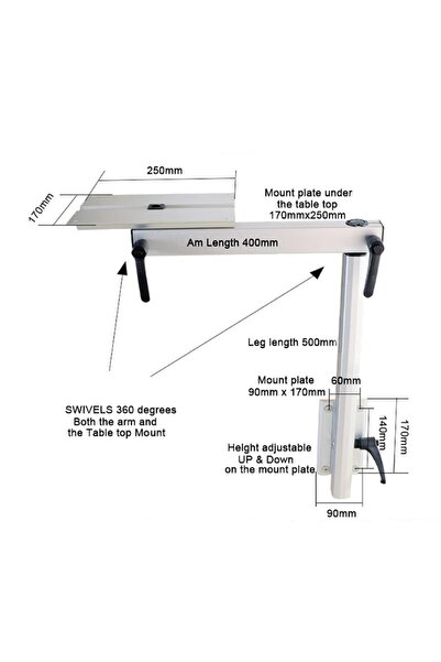 SUGA 360° Dönebilen Karavan & Tekne Masa Ayağı