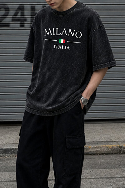 HOFFNUNG Unisex Oversize Vintage Washed Street Style Μόδα του δρόμου Βαμβακερ...