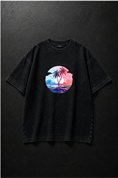 HOFFNUNG Unisex Oversize Vintage Washed Street Style Μόδα του δρόμου Βαμβακερ...