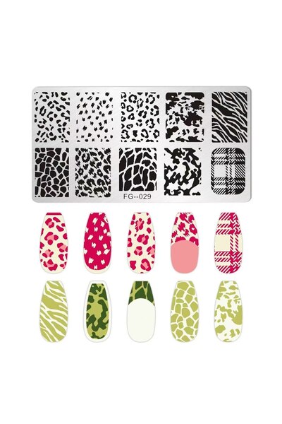 aba nails Leopar ve Zürafa Dizayn Nail Art Stamping Baskı Plakası FG-029