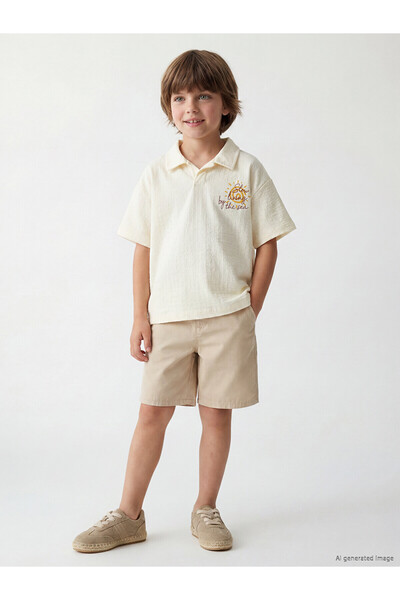 LC Waikiki Two Mt Shop Quality Polo Collar Printed Boys' T-Shirt