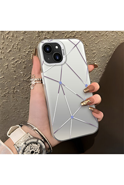 quırkshıeld iPhone 15 Plus/14 Plus Uyumlu Sade geometrik çizgi desenli kılıf,...