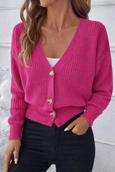 Gökyüzü Moda Women’s Long Sleeve Button Detail Knit Blouse