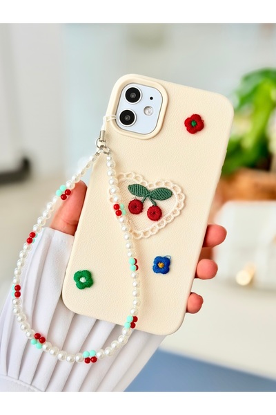 Go Aksesuar Iphone 11 Uyumlu Dantel Charm Kiraz Tasarımlı Darbe Önleyici Sili...