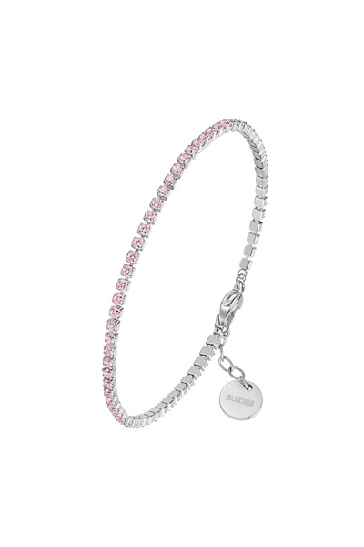Burker Armband Damen Ava Petite Silber mit rosafarbenen Zirkonia-Kristallen