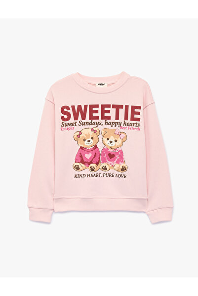 Koton Teddy Bear Printed Long Sleeve Crew Neck Sweatshirt