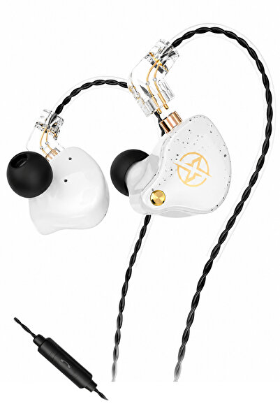 WOGEL X3 PRO BEYAZ PROFESYONEL Dinamik Sürücü In Ear Monitör IEM Mikrofonlu K...