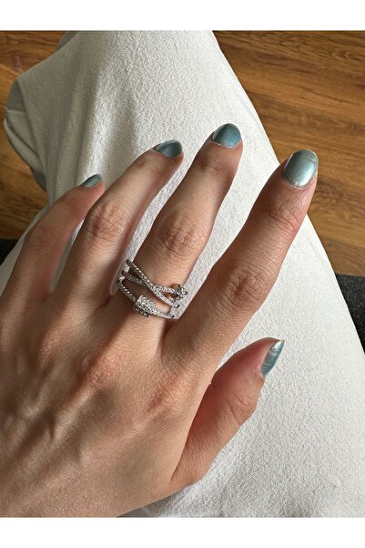 ringbox Silver Color Cylinder Detailed Stone Cross Ring