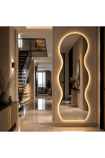 shark design Oglindă LED Model Valuri 70×160 cm, Iluminare de fundal, 3 Tipur...