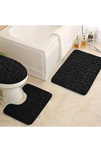 GENERAL 3 Piece Bathroom Rugs Sets, U-shaped Cobblestone Memory Foam Bathroom...