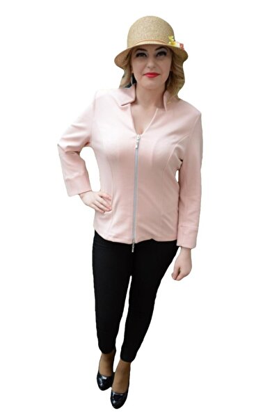 OEM Bluza tip sacou plamanie, cu fermoar argintiu si maneca lunga