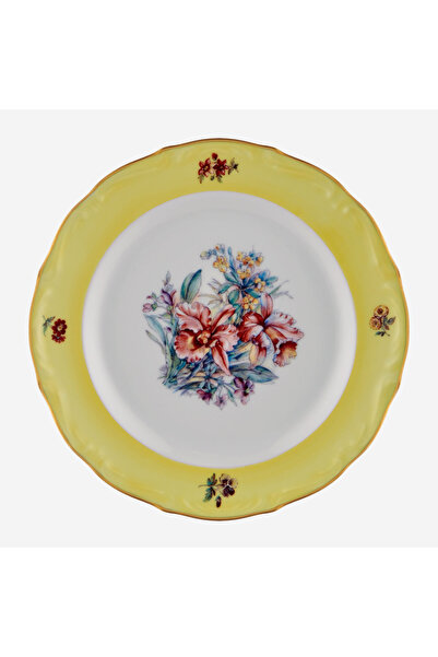 CHIARA ALESSI Flores Floral Yellow Porcelain Cake Plate 19 cm