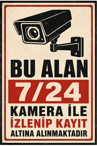 Lucena Retro Camera Security Warning Sign Metal Sign - This Area Is Monitored...