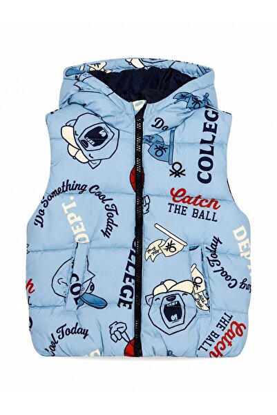 United Colors of Benetton Benetton Boys' College Printed Hooded Puffer Vest 1...