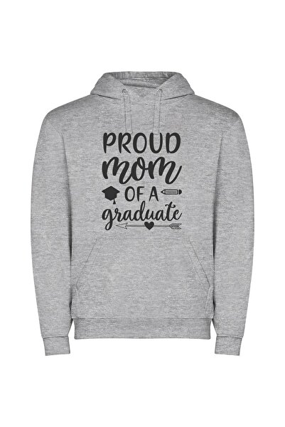 iLovePrints Proud Mom, Grandma, Graduate Φούτερ με κουκούλα σε χρώμα Γκρι