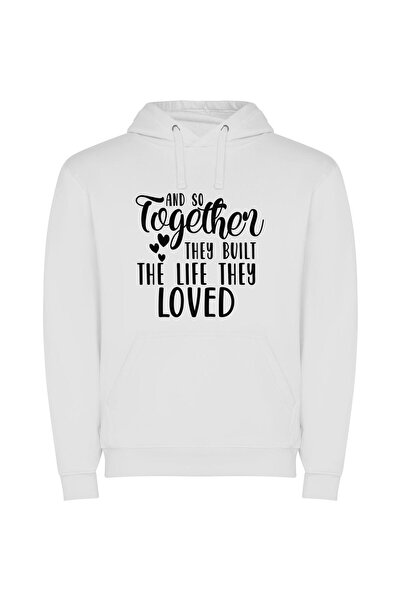 iLovePrints Love's Lifelong Framework Φούτερ με κουκούλα σε χρώμα Λευκό